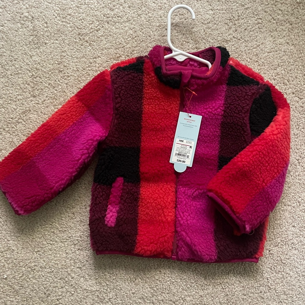 Cat & Jack Vibrant Fleece Jacket in Red and Pink